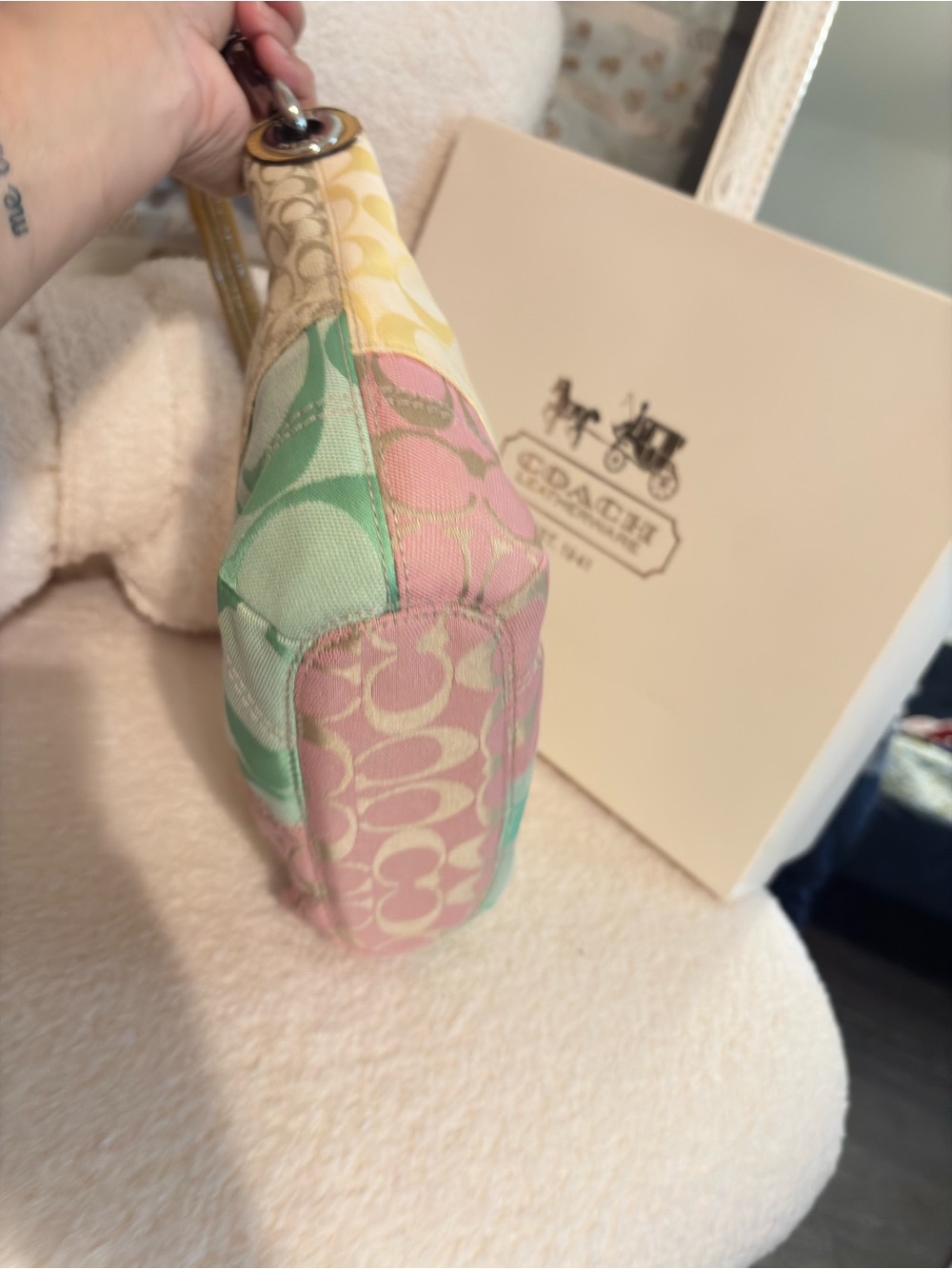 Coach Patchwork Signature Small Hobo Bag in Pastel Multi - Picture 13 of 15